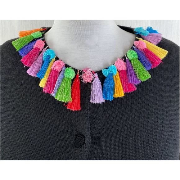 MICHAEL SIMON Dangling Jewel + Tassle Knit Top - Picture 6 of 10